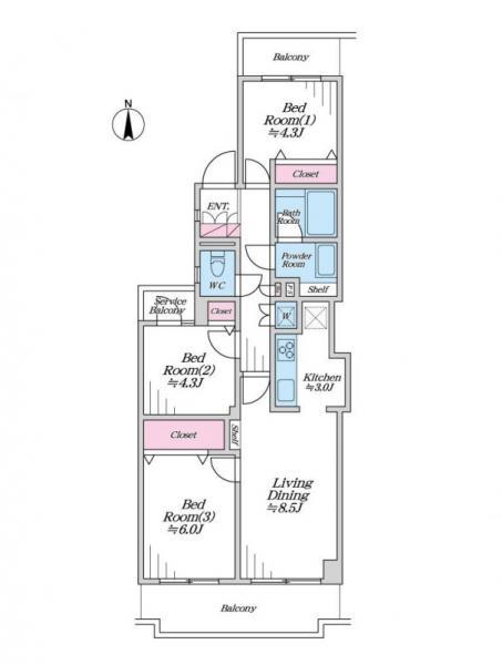 【間取り図：3LDK】1階の南向きのお部屋になります♪ 【内外観】間取り図