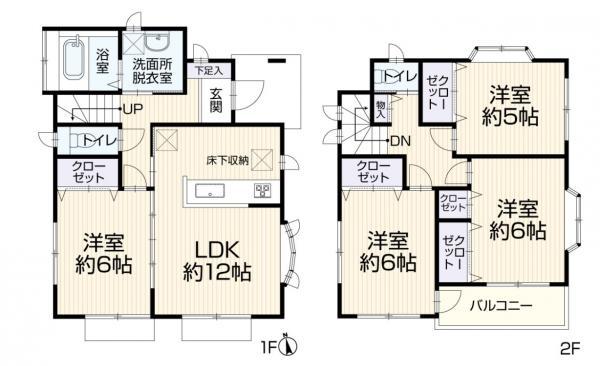 【間取り図：4LDK】全居室収納など使い勝手の良い間取りです。 【内外観】間取り図