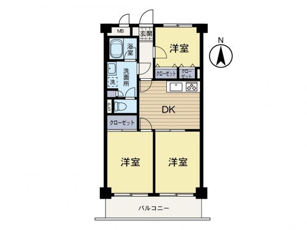 【間取り図：３ＤＫ】居室は３部屋あり「使いやすい間取り」です♪ 【内外観】間取り図