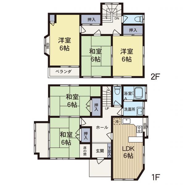 お部屋数が多くて用途が様々で家族様の人数に対応できます。 【内外観】間取り図