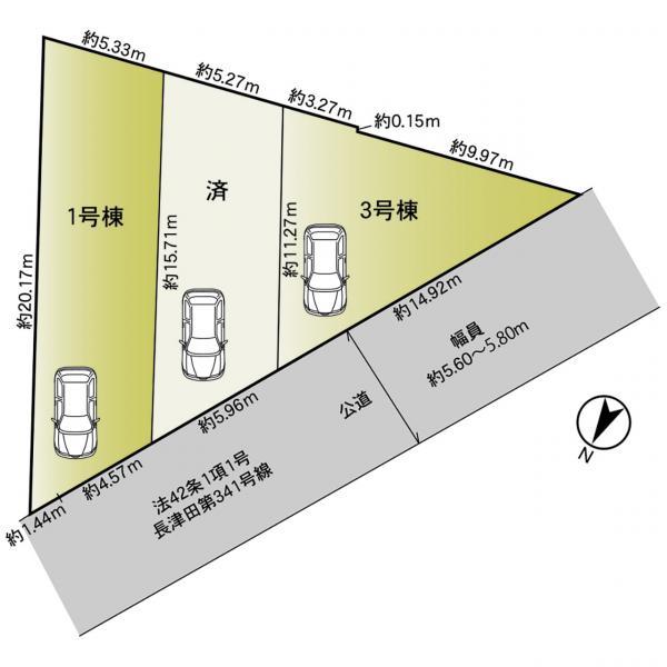 【区画図】長津田から徒歩7分の利便性の高い立地です。 【内外観】区画図