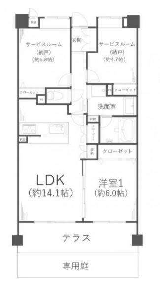 【間取り図：1LDK＋2S】（※3LDKとして利用可能）　広々リビング収納や各居室収納など収納豊富な間取りになっております。 【内外観】間取り図
