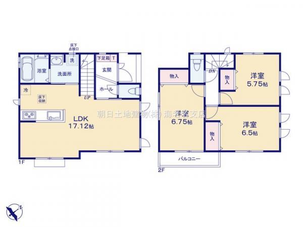 【間取り図：3LDK】リビングイン階段や全居室収納など設計士拘りの間取りになっております。 【内外観】間取り図